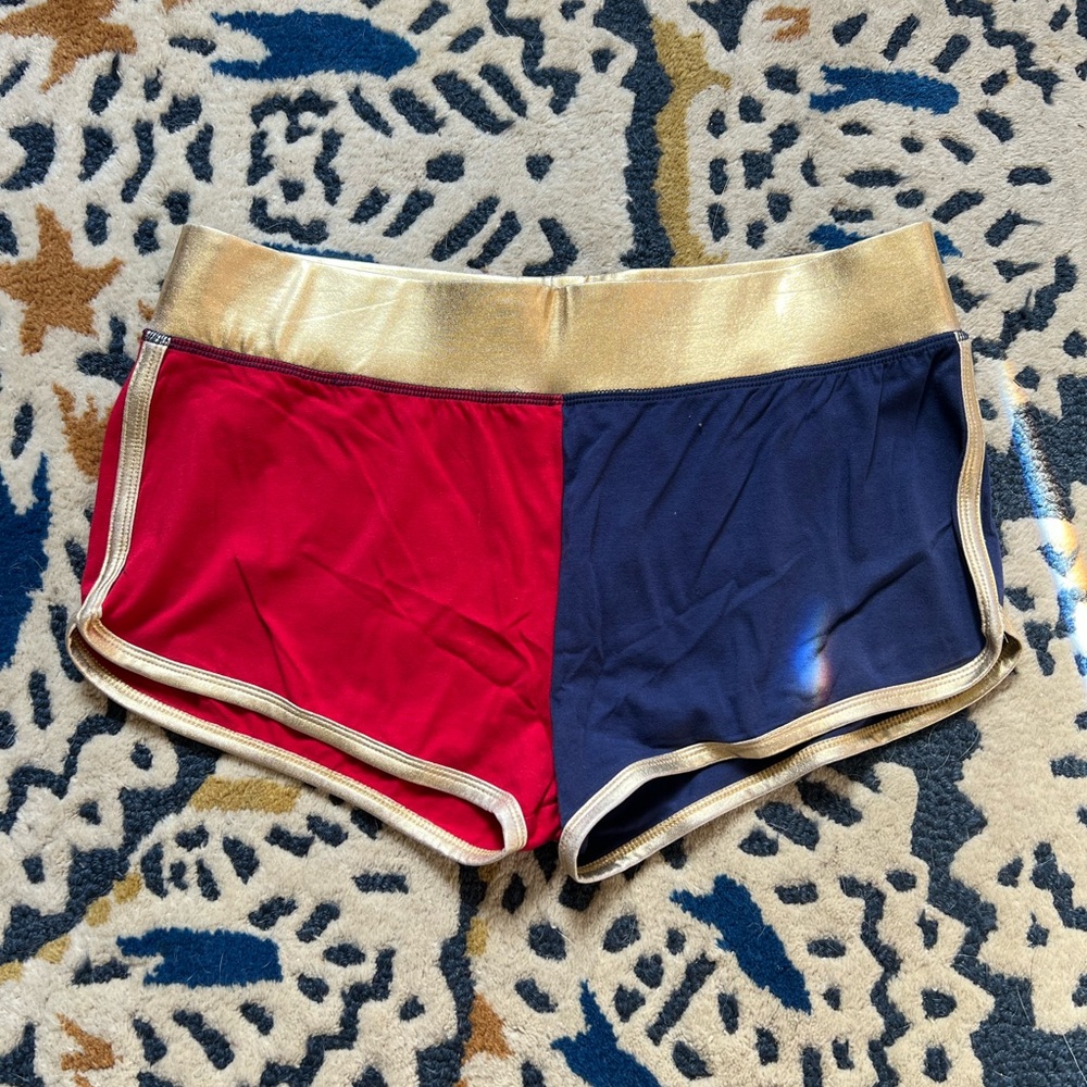 Spirit Women's Red and Blue Shorts with Gold Trim-Harley Quinn